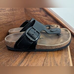 Romika Roemer Black Leather Women's Sandals Ergonomic Footbed Size 36 US 5-5.5